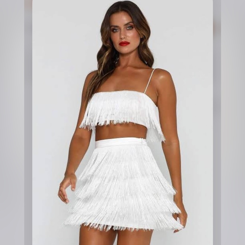 Meshki Sofia Fringe White Set